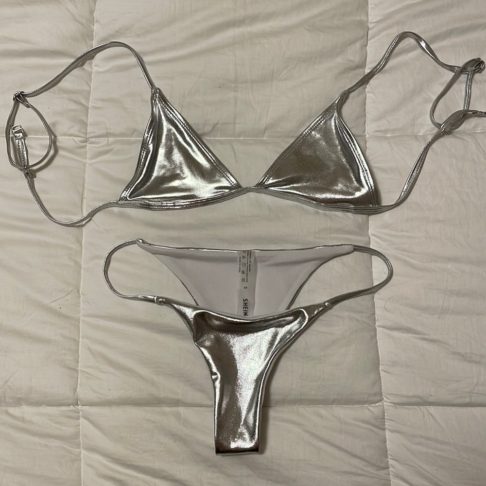 Shein metallic bikini, size Small